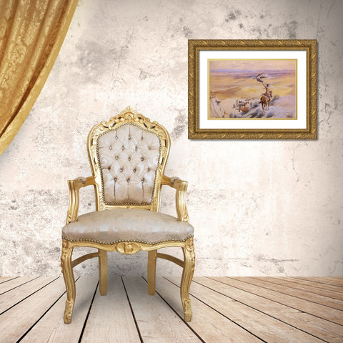 The Signal Gold Ornate Wood Framed Art Print with Double Matting by Russell, Charles Marion