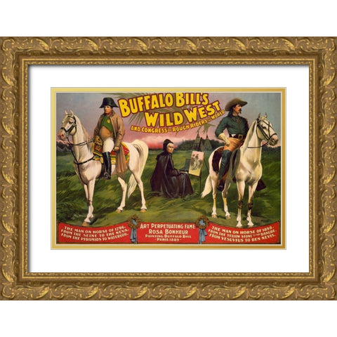 Congress of Rough Riders of the World Gold Ornate Wood Framed Art Print with Double Matting by Buffalo Bills Wild West Show Poster