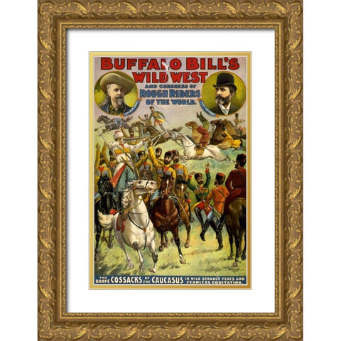 The Brave Cossacks Gold Ornate Wood Framed Art Print with Double Matting by Buffalo Bills Wild West Show Poster