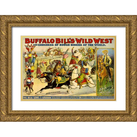 The Real Sons of the Soudan Gold Ornate Wood Framed Art Print with Double Matting by Buffalo Bills Wild West Show Poster