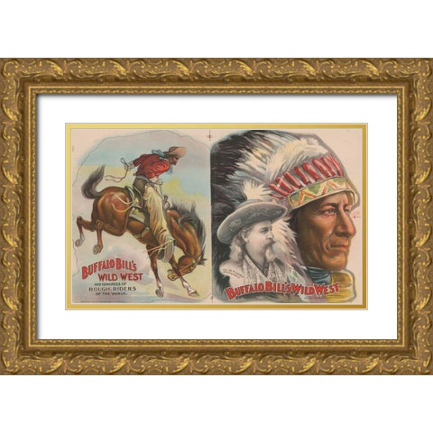Inside Program Gold Ornate Wood Framed Art Print with Double Matting by Buffalo Bills Wild West Show Poster