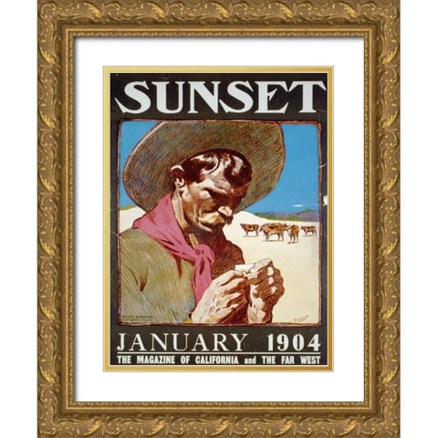 Sunset, January 1904 Gold Ornate Wood Framed Art Print with Double Matting by Vintage Sunset Magazine Cover