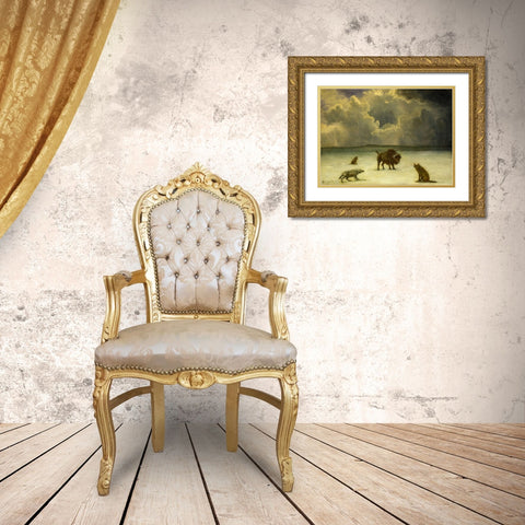 Trapped Gold Ornate Wood Framed Art Print with Double Matting by Bierstadt, Albert