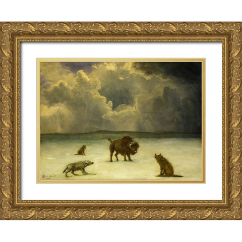 Trapped Gold Ornate Wood Framed Art Print with Double Matting by Bierstadt, Albert