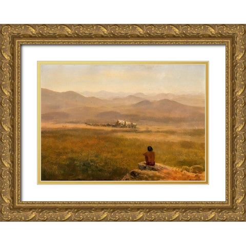 The Lookout Gold Ornate Wood Framed Art Print with Double Matting by Bierstadt, Albert