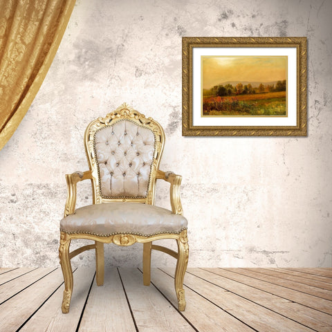 Autumn Landscape Gold Ornate Wood Framed Art Print with Double Matting by Bierstadt, Albert