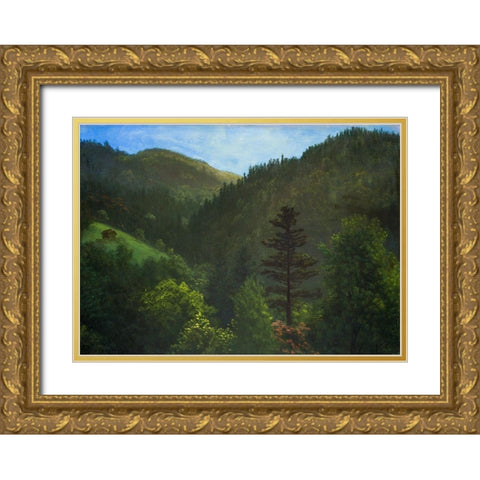 Wooded Landscape Gold Ornate Wood Framed Art Print with Double Matting by Bierstadt, Albert