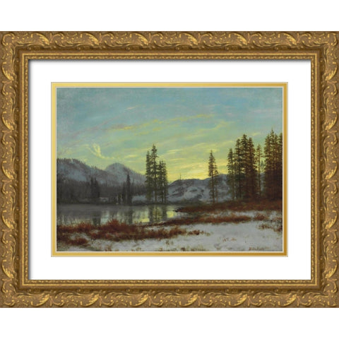 Snow in the Rockies Gold Ornate Wood Framed Art Print with Double Matting by Bierstadt, Albert