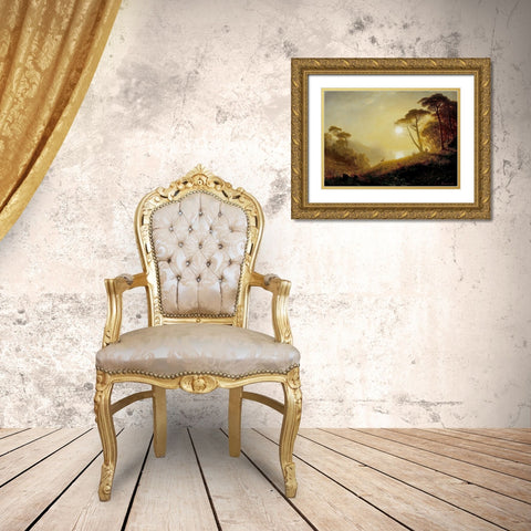 Scene in Yosemite Valley Gold Ornate Wood Framed Art Print with Double Matting by Bierstadt, Albert