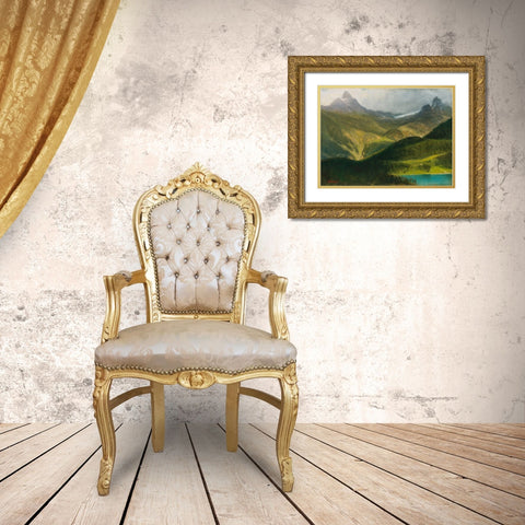 Mountain landscape Gold Ornate Wood Framed Art Print with Double Matting by Bierstadt, Albert