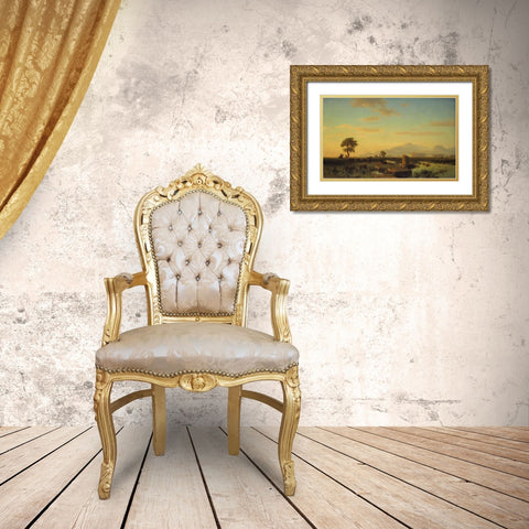 Ruins of Paestum Gold Ornate Wood Framed Art Print with Double Matting by Bierstadt, Albert