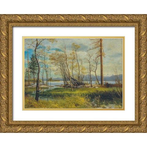 Lake Tahoe Gold Ornate Wood Framed Art Print with Double Matting by Bierstadt, Albert