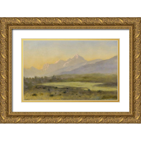 Owens Valley, California Gold Ornate Wood Framed Art Print with Double Matting by Bierstadt, Albert
