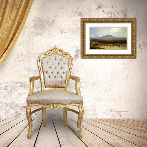 Laramie Peak Gold Ornate Wood Framed Art Print with Double Matting by Bierstadt, Albert