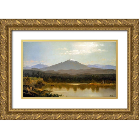 Laramie Peak Gold Ornate Wood Framed Art Print with Double Matting by Bierstadt, Albert