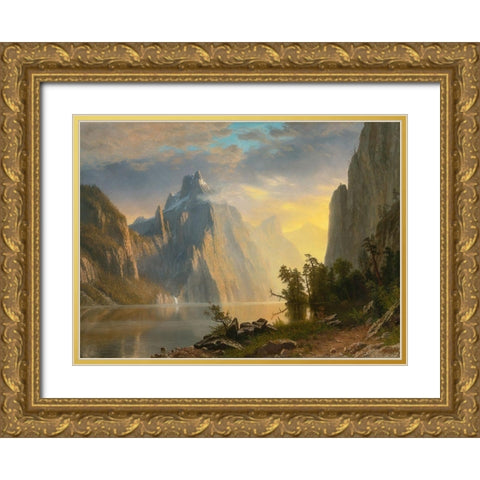 Lake in the Sierra Nevada Gold Ornate Wood Framed Art Print with Double Matting by Bierstadt, Albert
