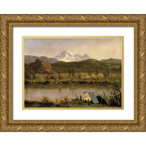 Mount Baker, Washington, from the Frazier River Gold Ornate Wood Framed Art Print with Double Matting by Bierstadt, Albert