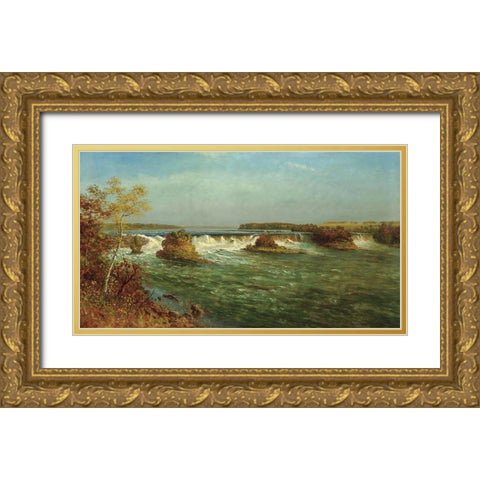 The Falls of Saint Anthony Gold Ornate Wood Framed Art Print with Double Matting by Bierstadt, Albert