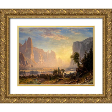 Valley of the Yosemite Gold Ornate Wood Framed Art Print with Double Matting by Bierstadt, Albert