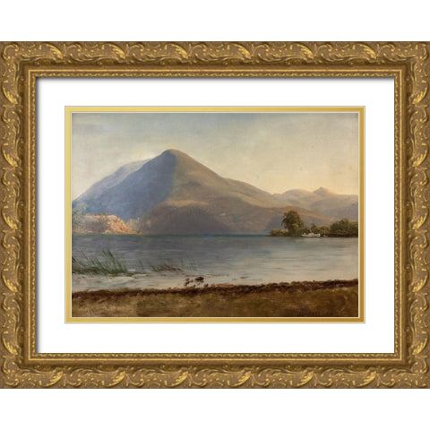 On the Hudson Gold Ornate Wood Framed Art Print with Double Matting by Bierstadt, Albert
