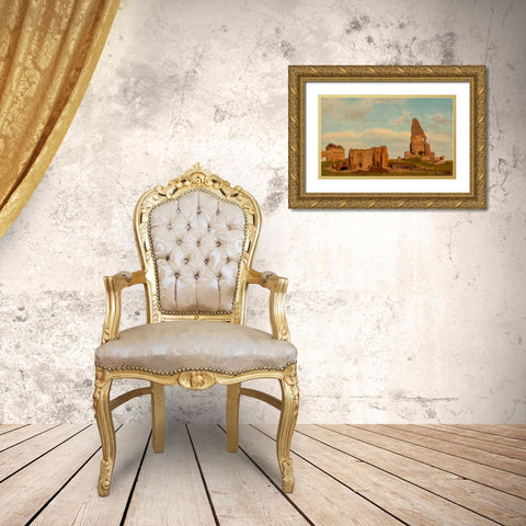 Ruins-Campagna of Rome Gold Ornate Wood Framed Art Print with Double Matting by Bierstadt, Albert