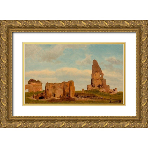 Ruins-Campagna of Rome Gold Ornate Wood Framed Art Print with Double Matting by Bierstadt, Albert