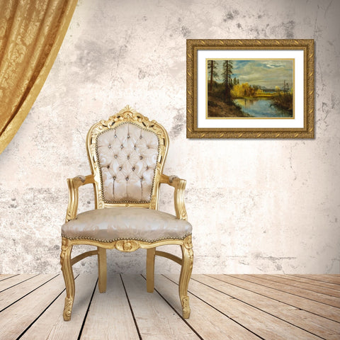 Outlet at Lake Tahoe Gold Ornate Wood Framed Art Print with Double Matting by Bierstadt, Albert