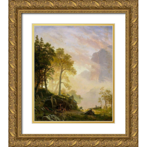 The Merced River in Yosemite Gold Ornate Wood Framed Art Print with Double Matting by Bierstadt, Albert