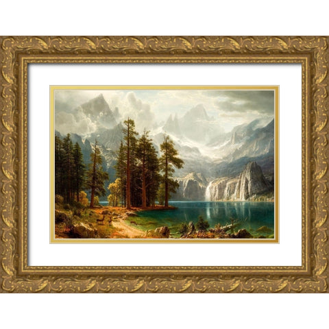 Sierra Nevada Gold Ornate Wood Framed Art Print with Double Matting by Bierstadt, Albert