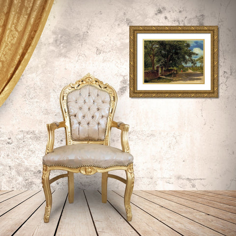 Street in Nassau Gold Ornate Wood Framed Art Print with Double Matting by Bierstadt, Albert