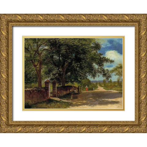 Street in Nassau Gold Ornate Wood Framed Art Print with Double Matting by Bierstadt, Albert