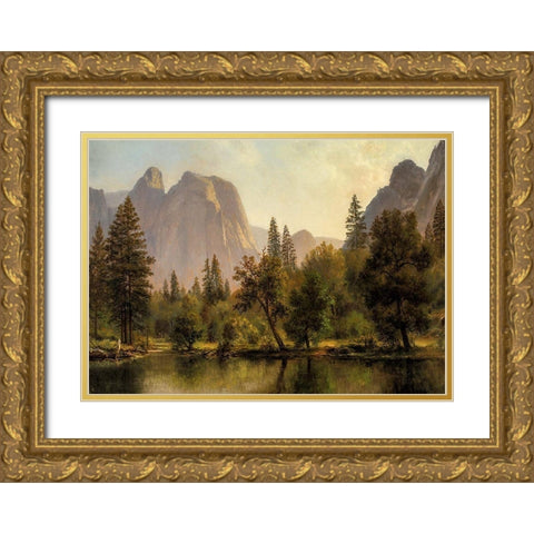 Cathedral Rocks, Yosemite Valley Gold Ornate Wood Framed Art Print with Double Matting by Bierstadt, Albert