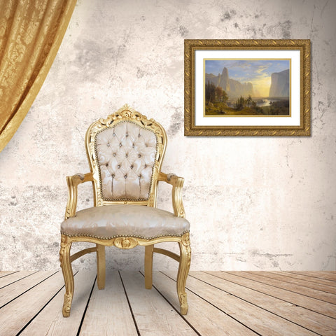 Yosemite Valley Gold Ornate Wood Framed Art Print with Double Matting by Bierstadt, Albert