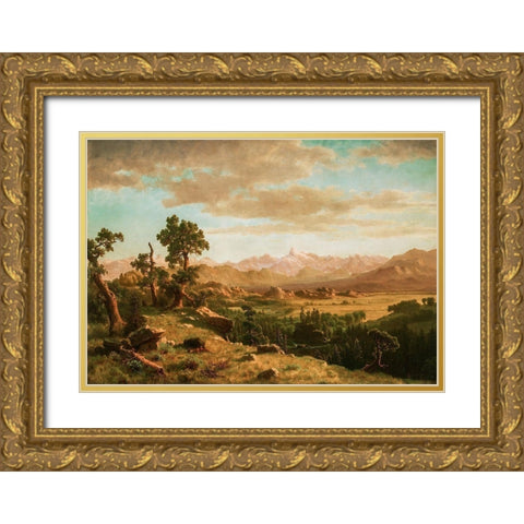 Wind River Country Gold Ornate Wood Framed Art Print with Double Matting by Bierstadt, Albert