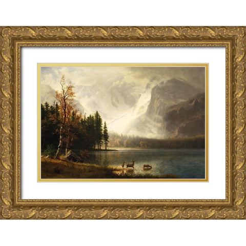 Estes Park, Colorado, Whytes Lake Gold Ornate Wood Framed Art Print with Double Matting by Bierstadt, Albert