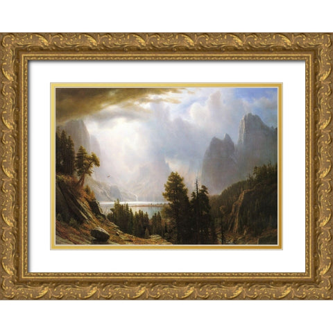 King Lake, California Gold Ornate Wood Framed Art Print with Double Matting by Bierstadt, Albert