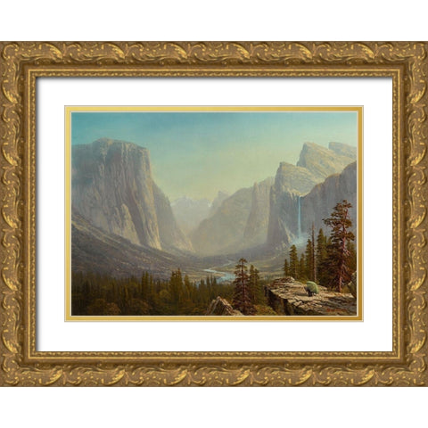 Yosemite Gold Ornate Wood Framed Art Print with Double Matting by Bierstadt, Albert