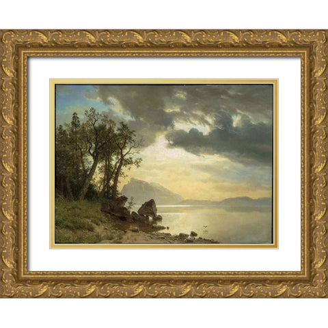Lake Tahoe, California Gold Ornate Wood Framed Art Print with Double Matting by Bierstadt, Albert