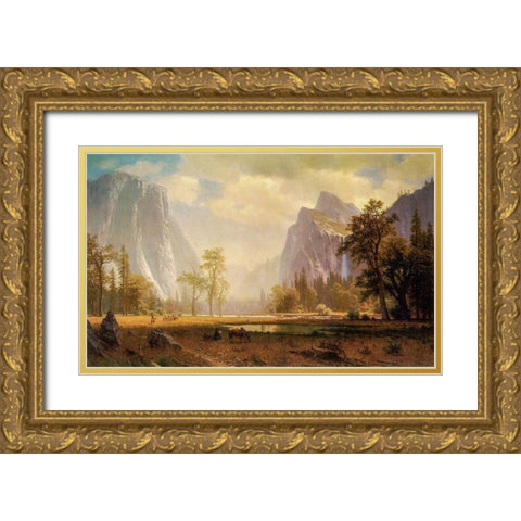Looking Up the Yosemite Valley Gold Ornate Wood Framed Art Print with Double Matting by Bierstadt, Albert