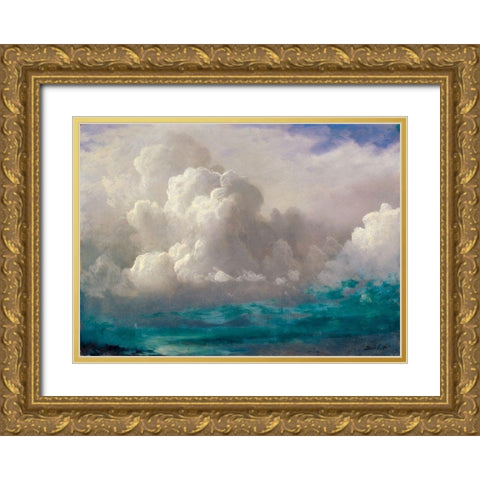 Storm Clouds Gold Ornate Wood Framed Art Print with Double Matting by Bierstadt, Albert