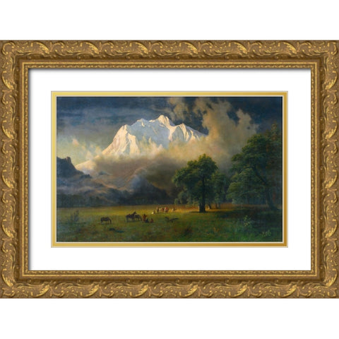Mount Adams, Washington Gold Ornate Wood Framed Art Print with Double Matting by Bierstadt, Albert