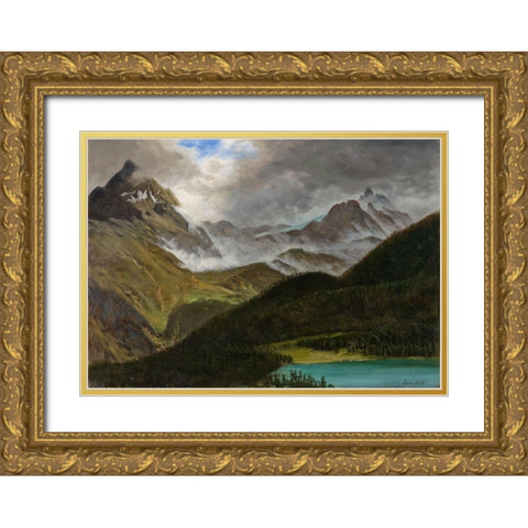 Landscape Gold Ornate Wood Framed Art Print with Double Matting by Bierstadt, Albert