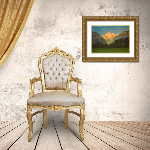 View of Glacier Park Gold Ornate Wood Framed Art Print with Double Matting by Bierstadt, Albert