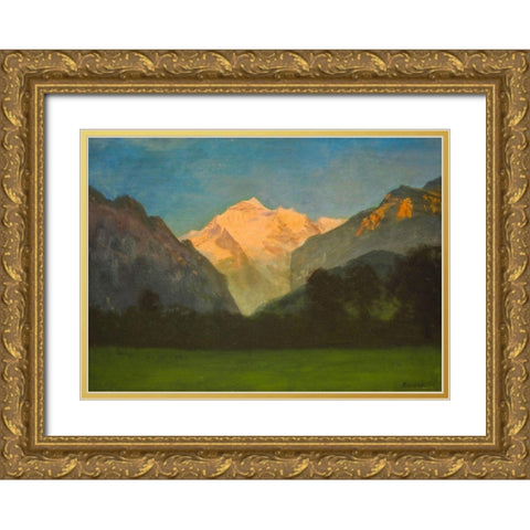 View of Glacier Park Gold Ornate Wood Framed Art Print with Double Matting by Bierstadt, Albert