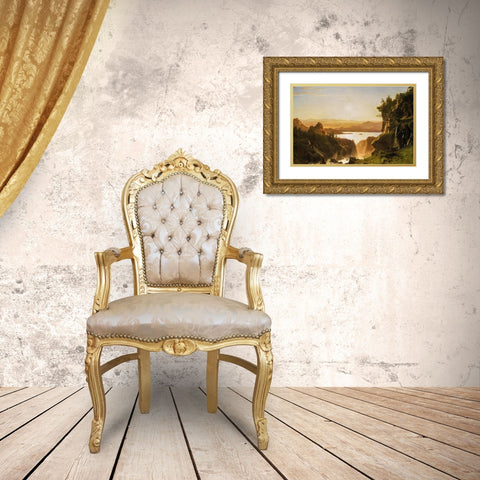 Island Lake, Wind River Range, Wyoming Gold Ornate Wood Framed Art Print with Double Matting by Bierstadt, Albert