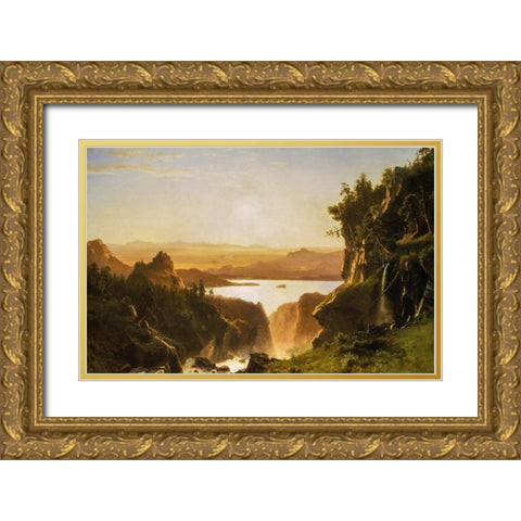 Island Lake, Wind River Range, Wyoming Gold Ornate Wood Framed Art Print with Double Matting by Bierstadt, Albert