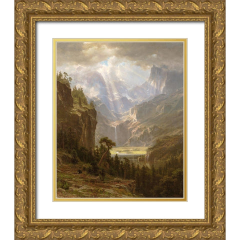Rocky Mountains, Landers Peak Gold Ornate Wood Framed Art Print with Double Matting by Bierstadt, Albert