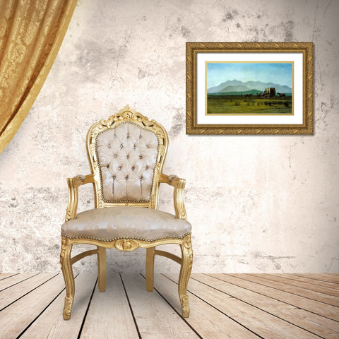 Surveyor’s Wagon in the Rockies Gold Ornate Wood Framed Art Print with Double Matting by Bierstadt, Albert
