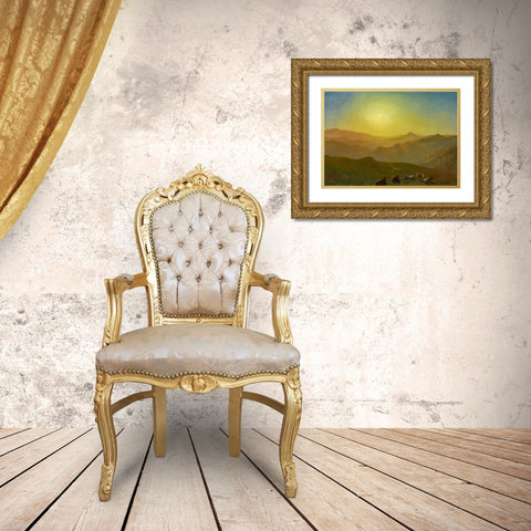 Looking from the Shade on Clay Hill San Francisco Gold Ornate Wood Framed Art Print with Double Matting by Bierstadt, Albert