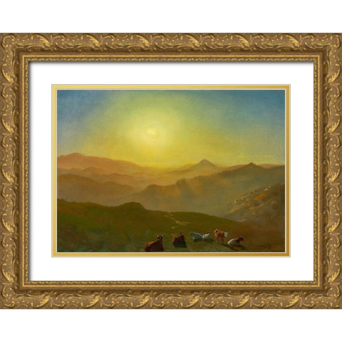 Looking from the Shade on Clay Hill San Francisco Gold Ornate Wood Framed Art Print with Double Matting by Bierstadt, Albert